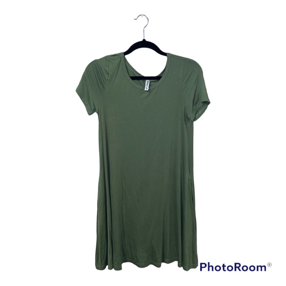 Korsis Women's Short Sleeve Green T-Shirt Dress